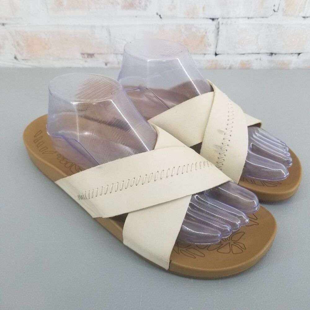 Olukai Kipe'a ' Olu Slide Sandal Puka Tan Women's Size 10 Leather Beach